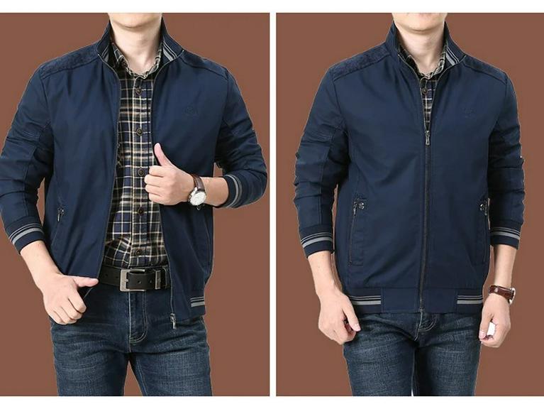 Men's Casual Cotton Jacket for Middle-Aged & Elderly - Lightweight Spring/Autumn Wear