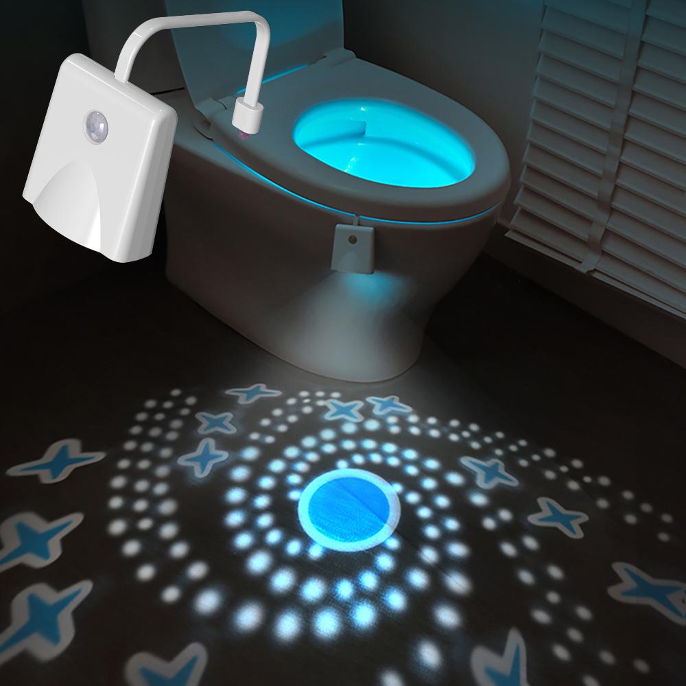 

Toilet Night Lights, USB Rechargeable LED Bowl Projection Lighting with Motion Sensor, Cool Fun Bathroom Accessory - Unique & F