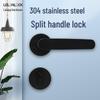 Silent Black Door Handle Set with Pure Copper Cylinder & 304 Stainless Steel Lever Lock