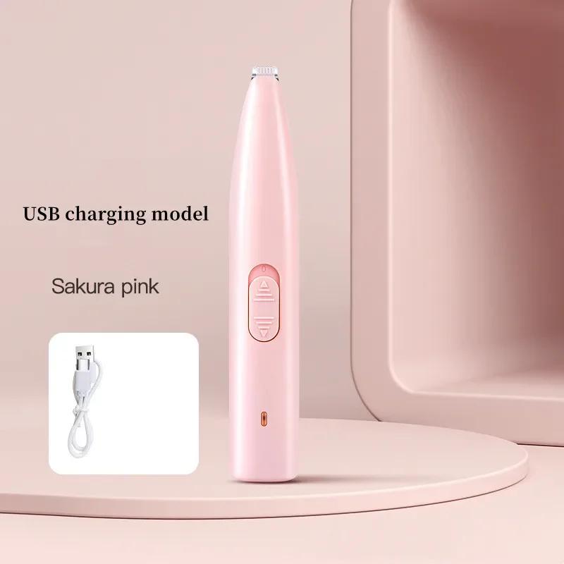 Electric Pet Paw Hair Trimmer for Cats Dogs USB Rechargeable Quiet Grooming Clippers with LED Light for Foot Ear Eye Area
