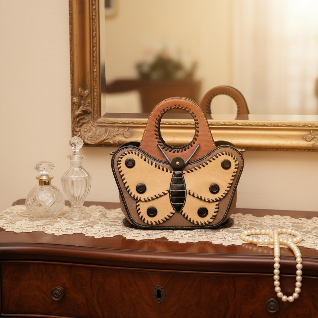 Fashion Handbag for Women Unique Butterfly Design Personality Crafted Top Ladies Bag Large Capacity Personality Handbag Women L40xW18XH25cm коричневый