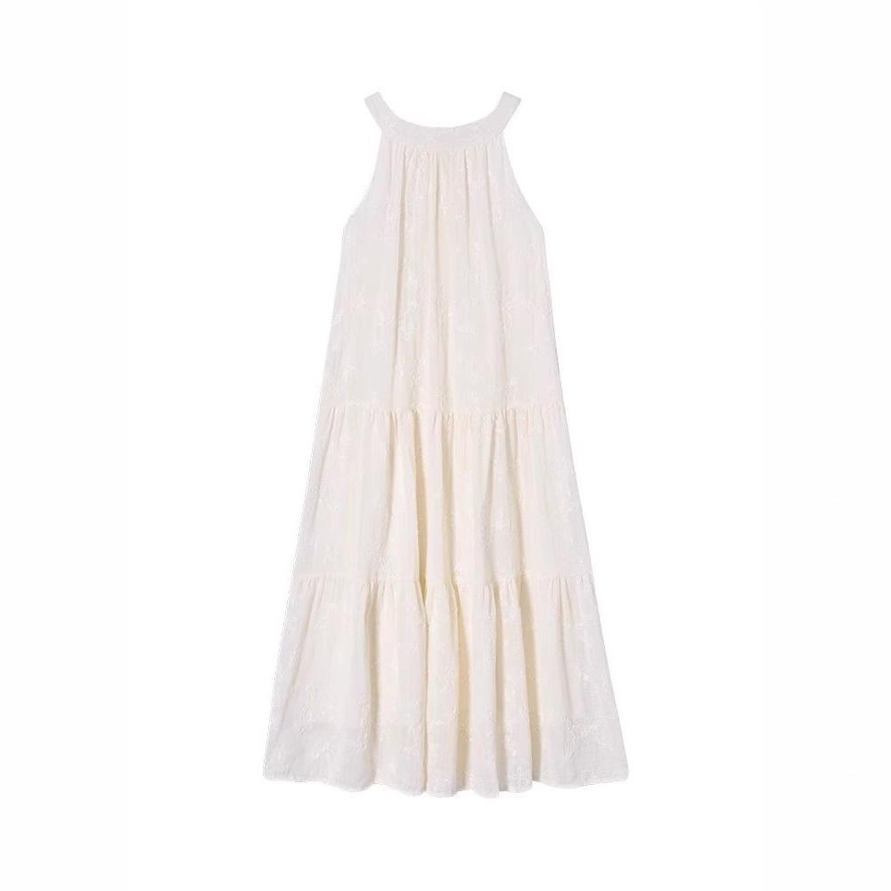 Women's Elegant Sleeveless Lace Halter Neck Off-Shoulder Midi Dress, Summer 2026 Collection