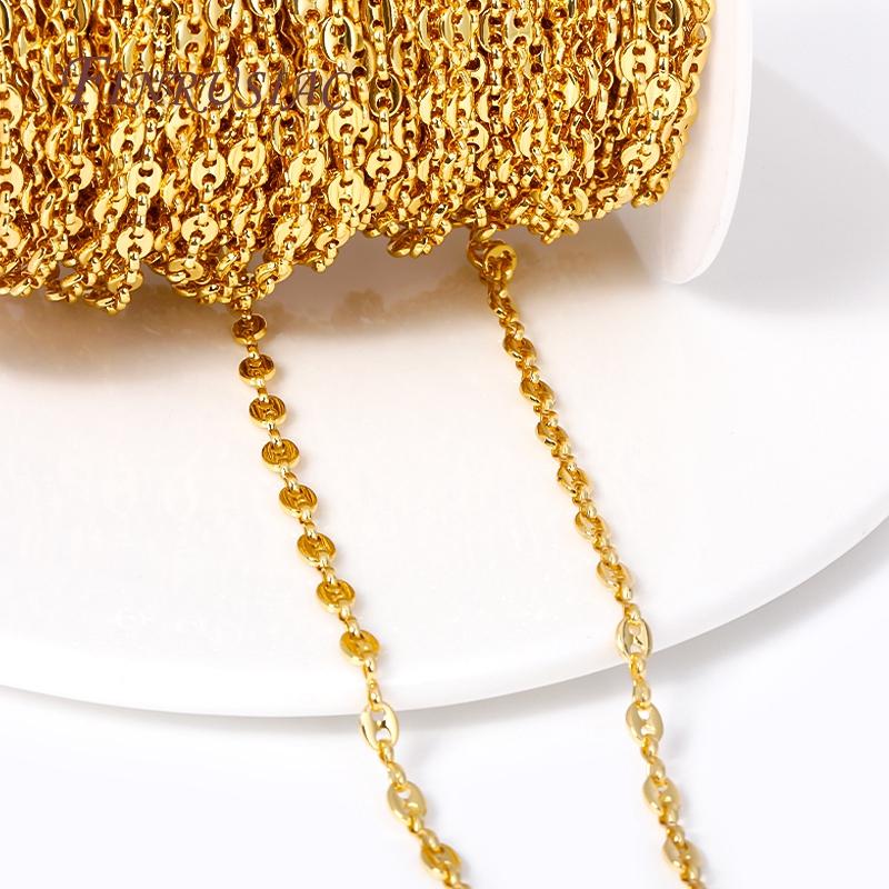 18K Real Gold Plated Metal Chains For Jewelry Pig Nose Chain For Necklace Making DIY Bracelets Accessories,Bulk Chain Thin chain