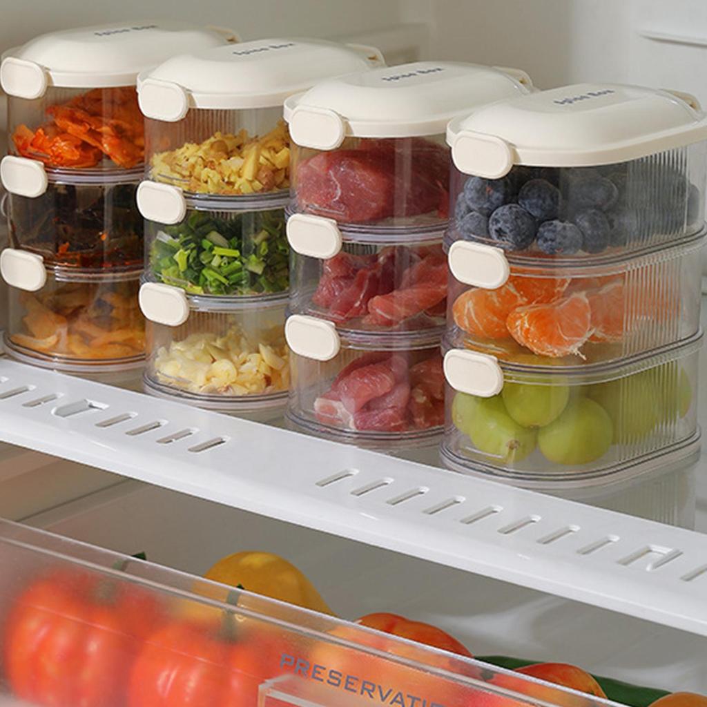 Stackable Spices Storage Boxes Plastic Seasoning Jar Multi-Layer Food Container Crisper Cereal Coffee Beans Sealed Organizers