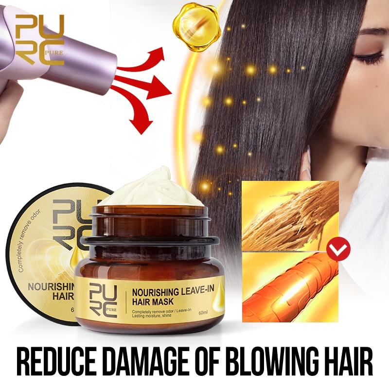 PURC Masque capillaire nourrissant sans rinçage Élimine complètement les odeurs Traitement capillaire brillant et hydratant durable