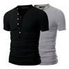 Men Shirt Solid Color Slim Fit Stand Collar Patchwork Summer Men Top for Daily Wear