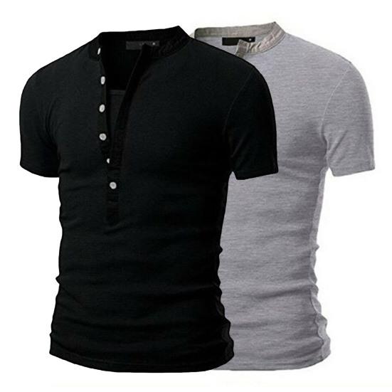 Men Shirt Solid Color Slim Fit Stand Collar Patchwork Summer Men Top for Daily Wear
