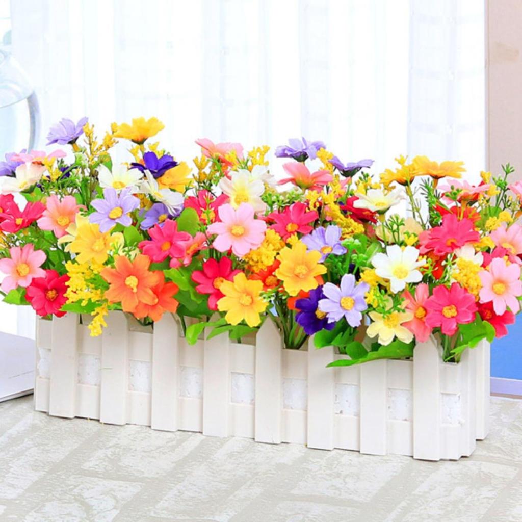 Artificial Flower Fence Arrangement for Home Décor: Silk, Plastic, and Dried Rose Flowers. Perfect for Living Room Decoration.