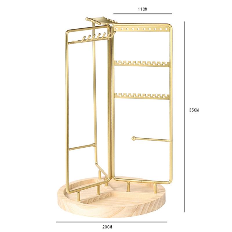 Premium-Jewelry Organizer Stand Rotating Jewelry Display With Metal Frame, With Bottom Tray, Jewelry Tower Organizer