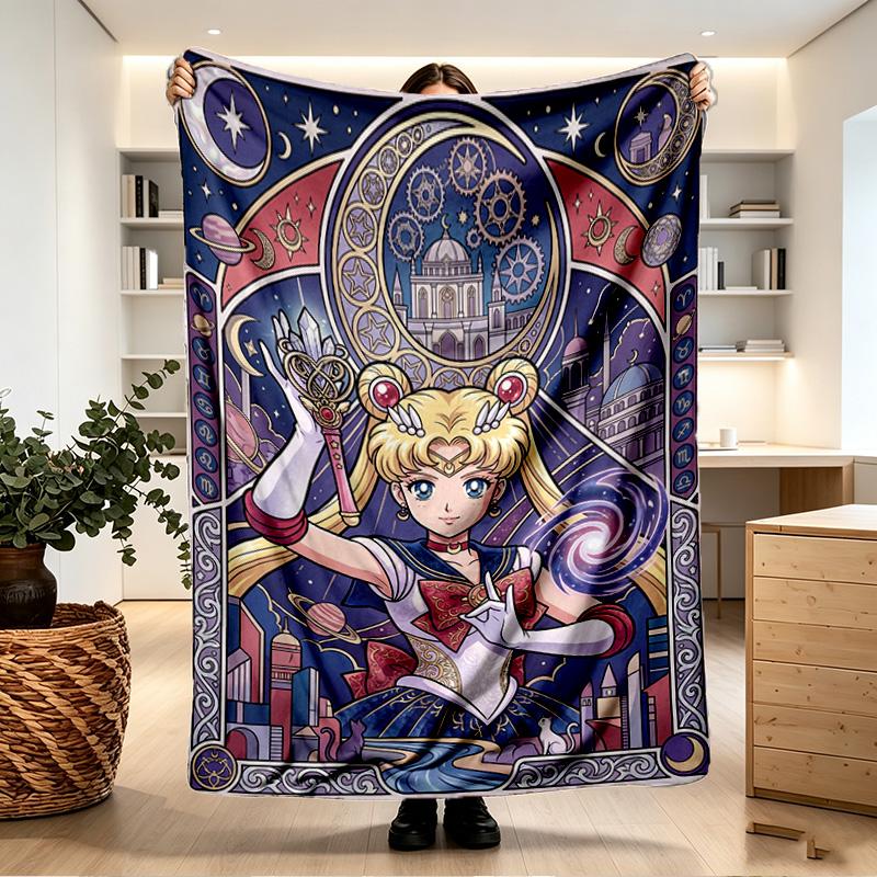 Sailor Moon Print Blanket - Soft & Comfortable, for Bedroom, Travel, Sofa, Home Decoration - Birthday Christmas Gift for Friend