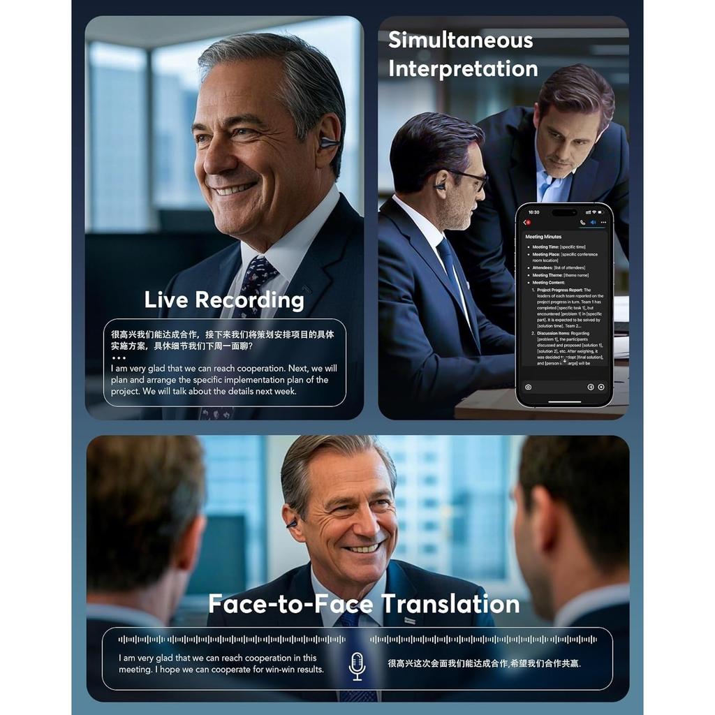 AI Translation Earbuds 144 Languages 60H Playtime Translator Earphone Traductores Inglés Español Wireless Bluetooth 5.4 Headphone for Android iOS 