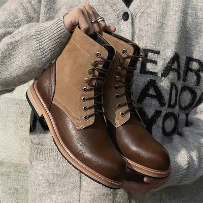 Übergröße Herrenmode Outdoor Wüstenstiefel schwarz braun Naturleder Schuhe Cowboy Work Boot handsome hoch Stiefel männlich