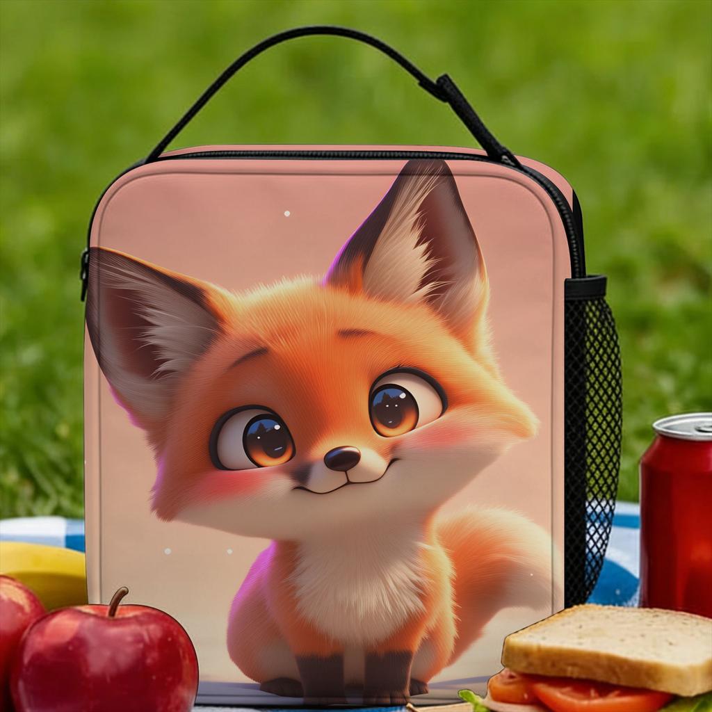 Cute Fox Lunch Bag For Adult Print Lunch Box Fun Picnic Cooler Bag Portable Oxford Thermal Tote Handbags