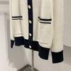 Little Coco French Style Contrast Wool Knit Cardigan Sweater - Casual Women's Top with New Design Sense.