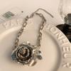 Coarse Exaggerated Flower Necklace Big Neck Chain Jewelry Metal Rose Necklace  Girls