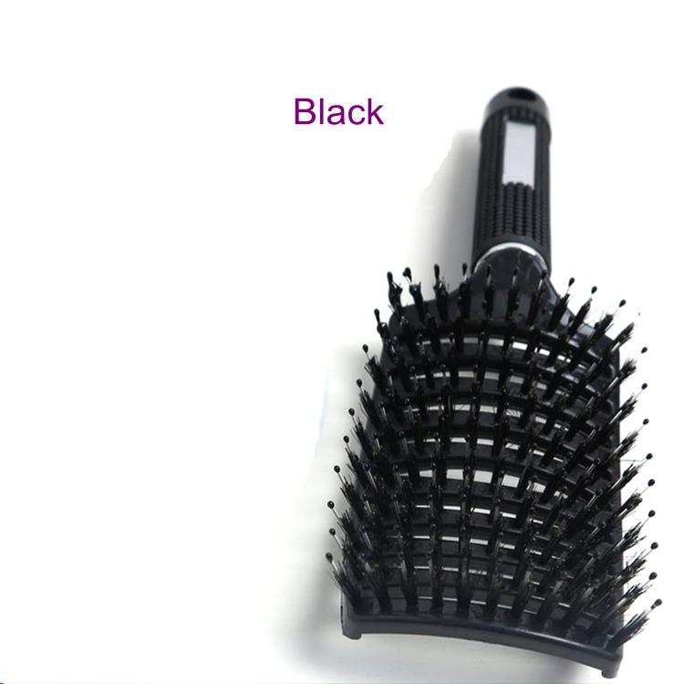 Anti-static Heat Curved Vent Comb Barber Salon Hair Styling Tool Hair Brush Boar Bristle for Detangling All Hair Types 1 Piece чёрный