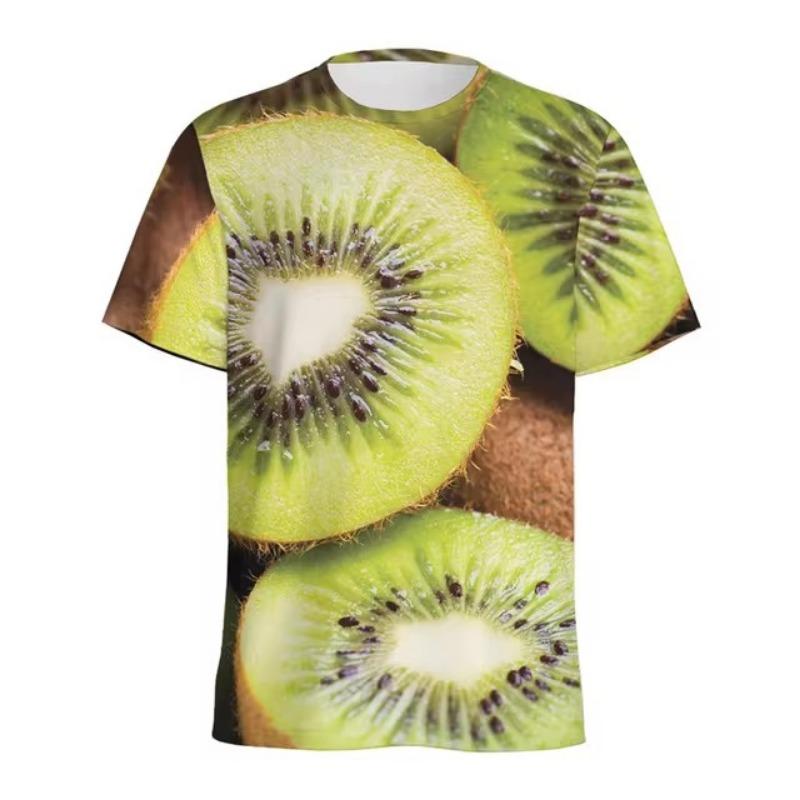 Mode Kiwi Erdbeere Grafik T-shirt Männer Cartoon 3D gedruckt Früchte T Shirts Frauen Rundhals T-Shirts Tops lose kurze Ärmel