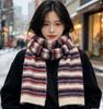Red Christmas scarf with Korean autumn and winter atmosphere knitted scarf women's soft waxy striped warm scarf men