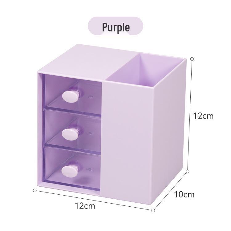 Transparent Multi-Compartment Pen & Makeup Brush Holder for Kids фиолетовый