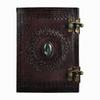 KE KanhaExports Vintage Leather Journal|Dark Brown Embossed Cover|Stone|Metal Lock| (4.25 X 6.25 Inch)