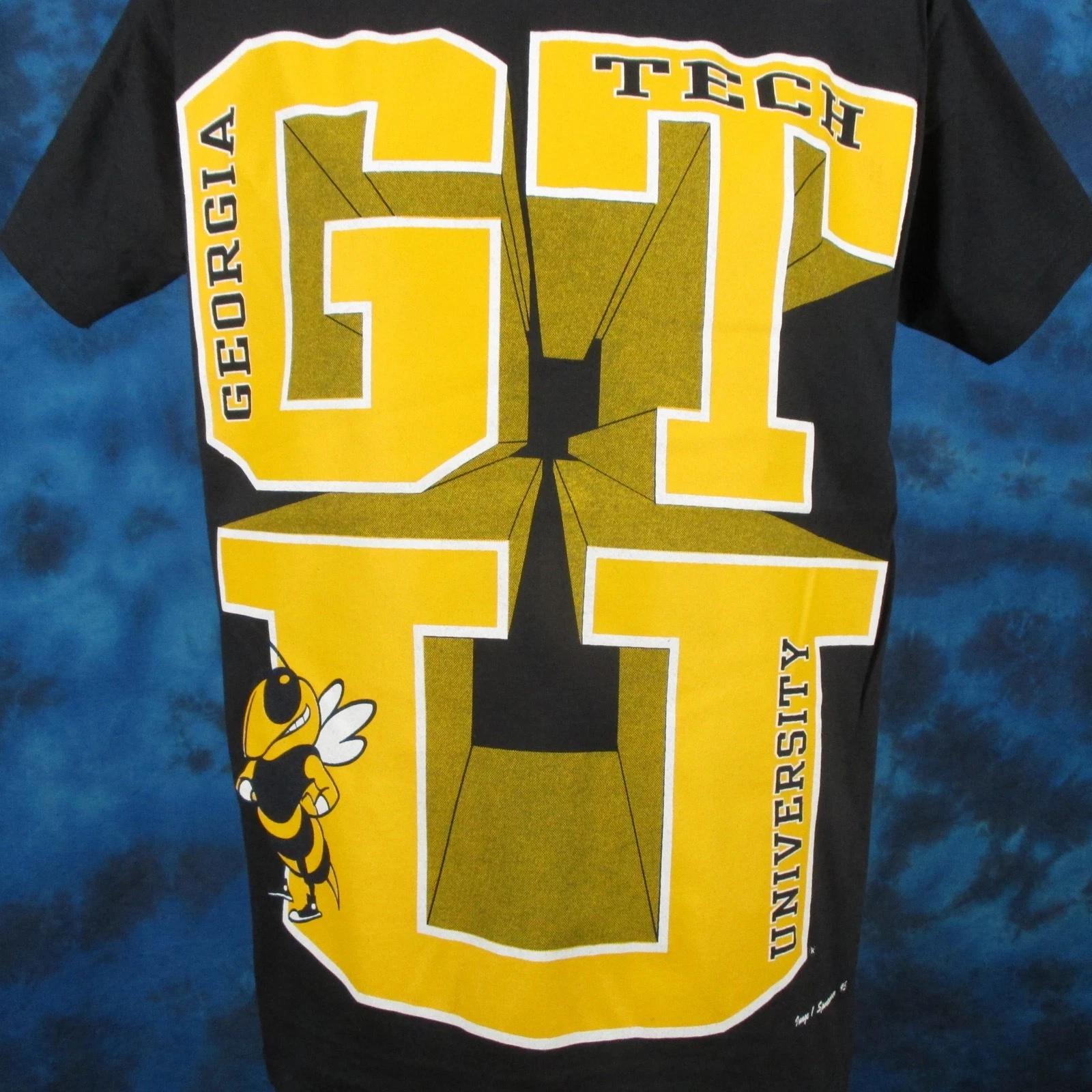 

vintage 90s GEORGIA TECH YELLOW JACKETS T-Shirt LARGE university technology 4XL