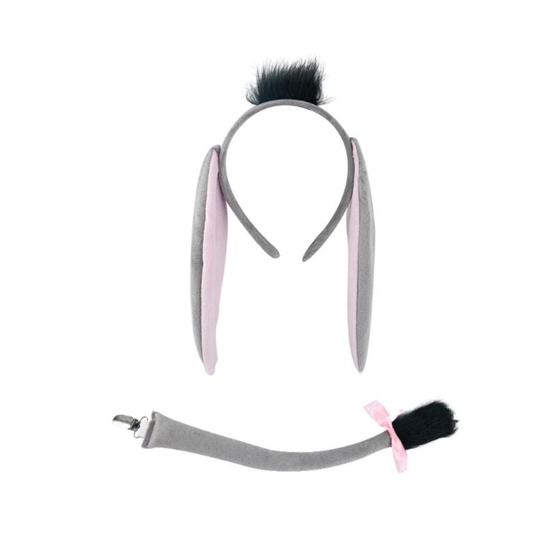 Donkey Tail Costume with Donkey Tail Headband Nose Glove Skirt Bowtie Halloween Donkey Costume for Kid Halloween Cosplay