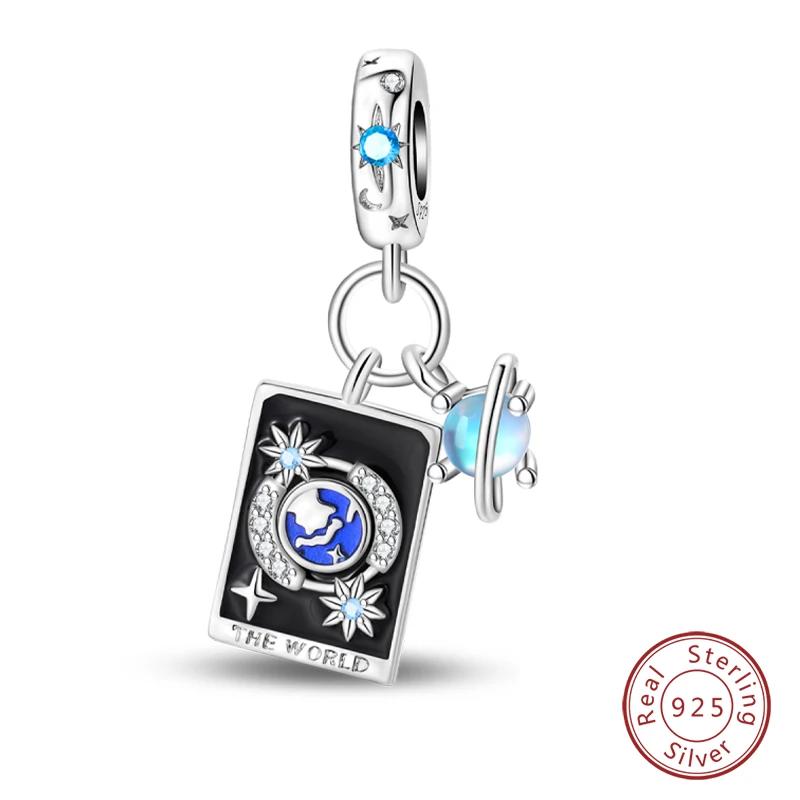 copper Star Shape Moon Sun Couple Magic Wheel of Fortune Justice Tarot Cards Pendants Compatible With Bracelets Do It Yourself Birthday Jewellery