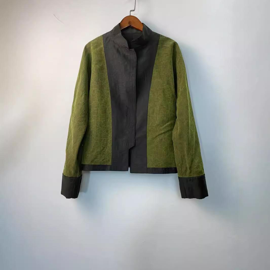 

Двусторонняя короткая куртка с воротником-стойкой и длинными рукавами для женщин, весна-лето, новый универсальный кардиган XXL армия зеленый