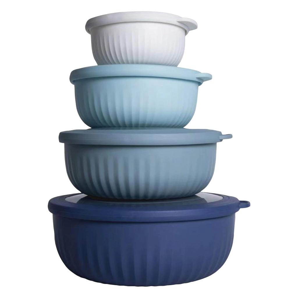 8 Piece Nesting Plastic Food Storage Bowls Set with Silicone Sealed Lids Airtight Refrigerator Containers for Meal Prep and Leftovers