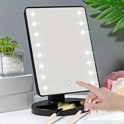 Beleuchteter Schminkspiegel, quadratisch, mit Batterie und USB wiederaufladbar, Kosmetikspiegel mit doppeltem Verwendungszweck, Kosmetikspiegel mit Touchscreen, Helligkeit