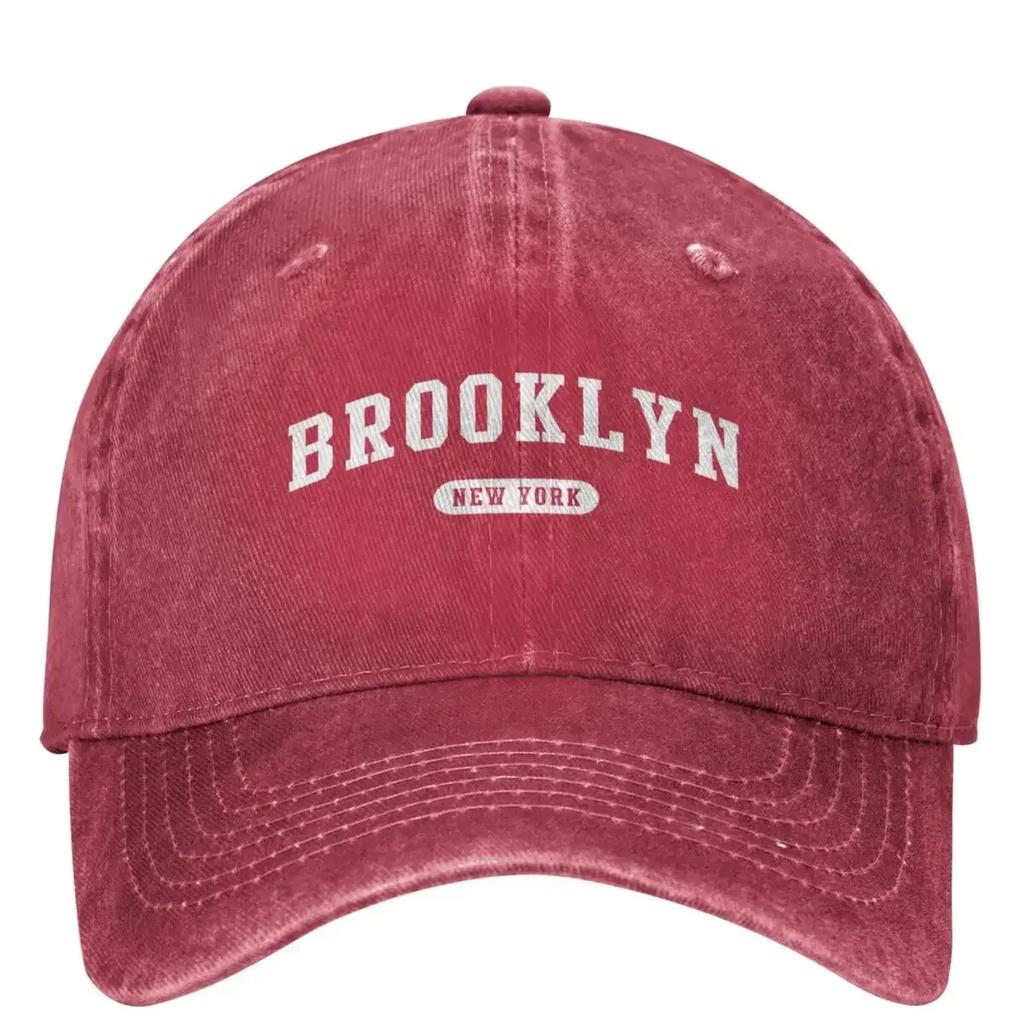 Brooklyn White Letter Print Denim Baseball Cap Outdoor Gym Hip Hop Hats Summer Unisex Unisex yk Retro Design Baseball Caps