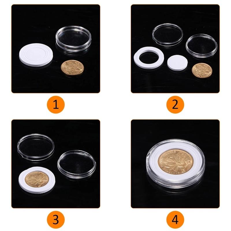 100Pcs/Box 17/20/25/27/30mm Transparent Round Coin Box Capsules Storage Coin Collection Holder Containers Home Supplies
