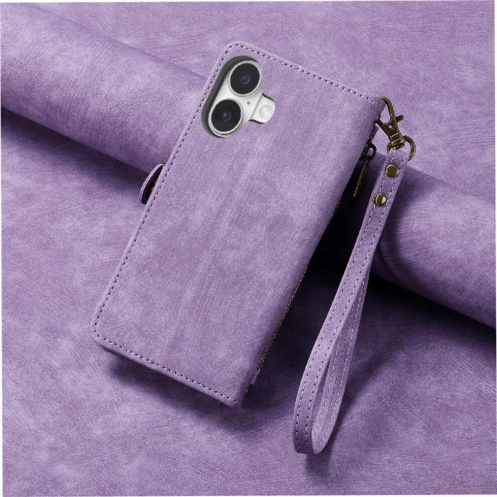 (Purple) Flip Case for iphone 16 Plus Flip Cover Leather Case Wallet Shockproof Simple Business