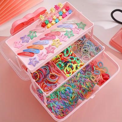 1000 Piece Mixed Hair Accessory Set, Multi-element Hairstyle Tool, Suitable for All Seasons, Ideal Gift for Women, Diverse Colors, No Box