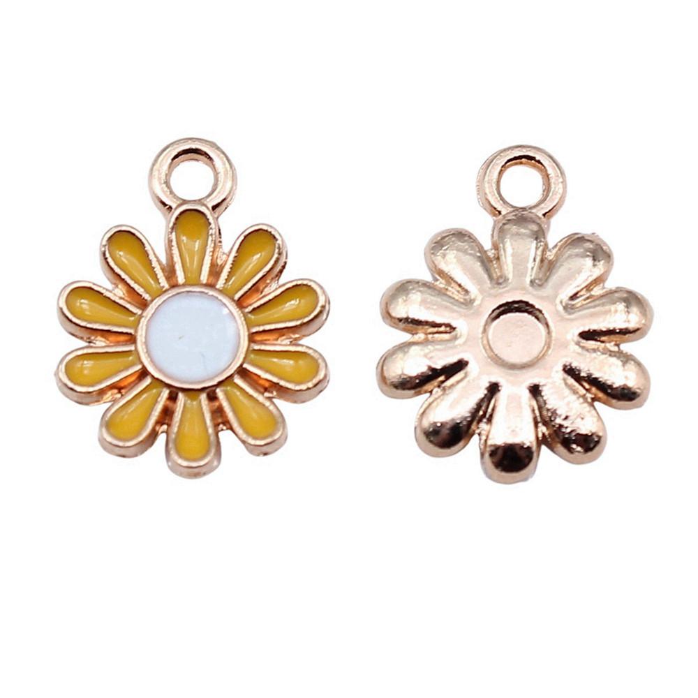 Enamel Charms Multi Color Flower Pendants For Floral Themed Jewelry