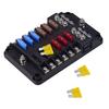 Blocco fusibili per barca marina a 12 Volt, Impermeabile a 12 vie con barra collettrice negativa di terra a 12 vie [100 Amp Max] [Fusibili ATC/ATO] [Indicatore LED] per Auto RV Camion Ecc.