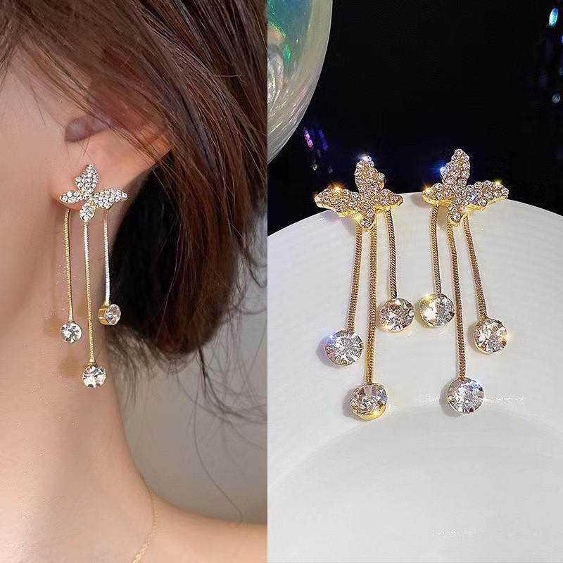 925 Silver Needle Korean Fashion Long Chain Tassel Earrings For Women Metal Earing Jewelry  Trending Women's Drop Earrings