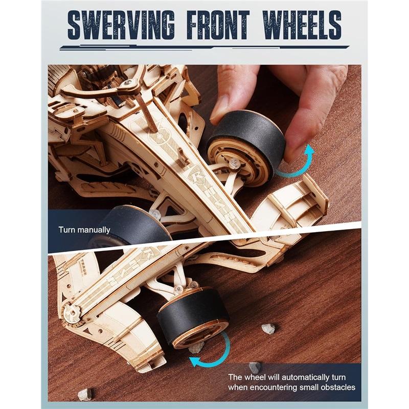 3D Wooden Puzzle Racing Car Model Kits 5H Build 8-10M Forward Mechanical Roaring Engine for Adults Teens Kids