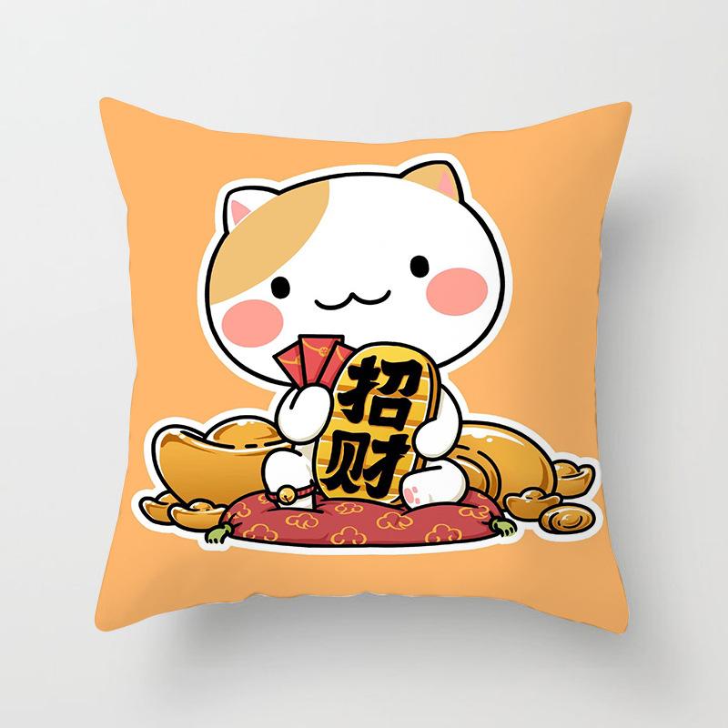 New Style of Lucky Cat Series Pillowcases, Home Office Sofa Pillow Cushion Covers, Seats