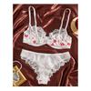 The New Rose Red Floral Lace Edge Bra Set Is Soft and Comfortable In Europe and America, and A Two-piece Set of Small-breasted Underwear Is Gathered.