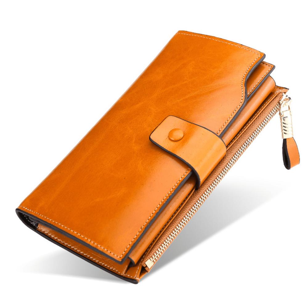 Portefeuille Femme Long Portefeuille Anti-vol RFID Brosse Portefeuille Multifonctionnel Portefeuille-Pochette brown multicolore