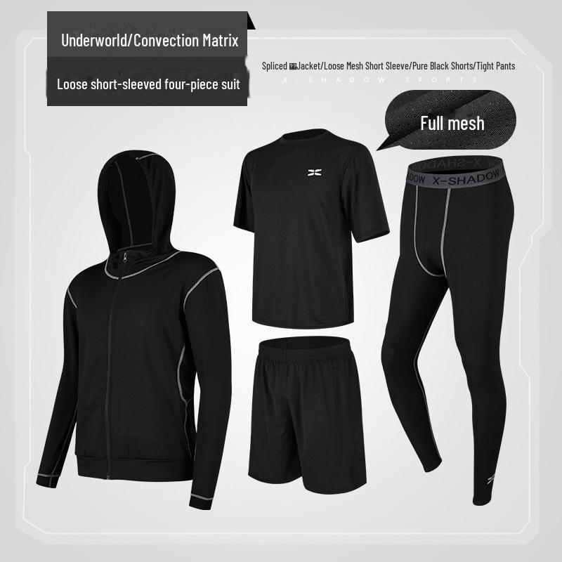 Men's Casual Fitness Running Suit: Shorts & Short-Sleeved Tights for Yoga & Training