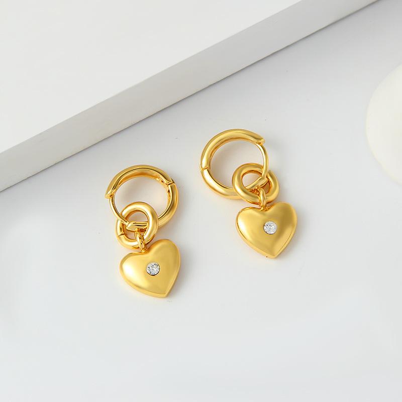 Three-dimensional Light Luxury Love Zircon Pendant Earrings Niche Design Temperament Earrings Earrings Studs Women's Ear Jewelry