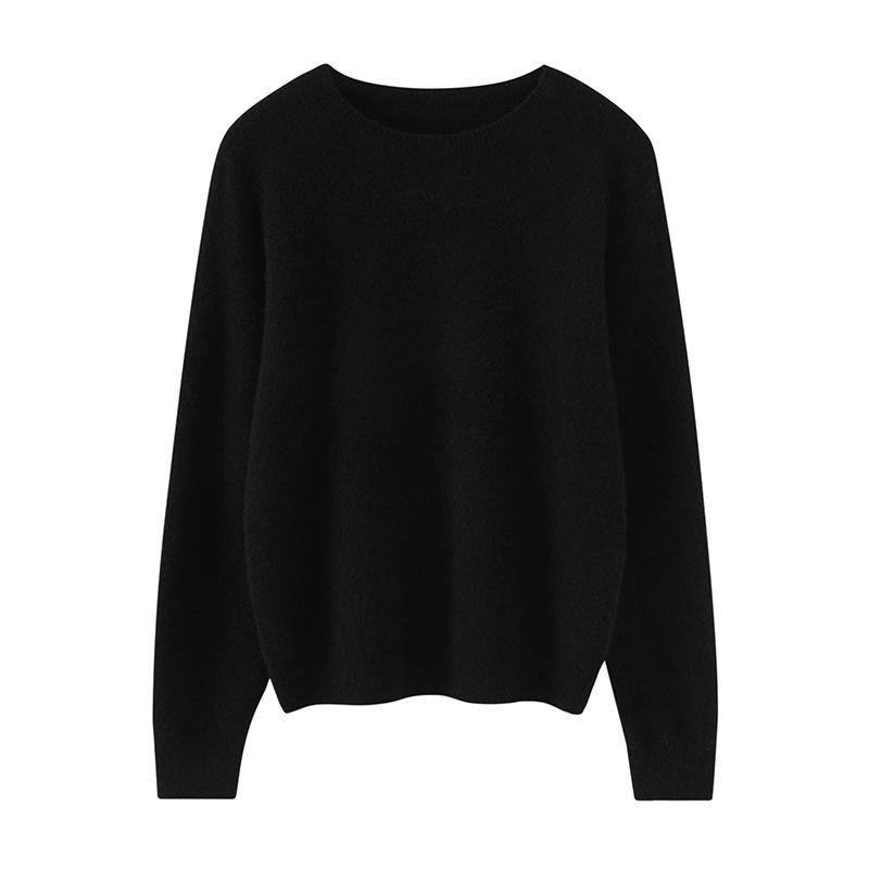 Women's Pure Cashmere Round Neck Sweater - New Fashion, Solid Color, Versatile Warm Knit Pullover