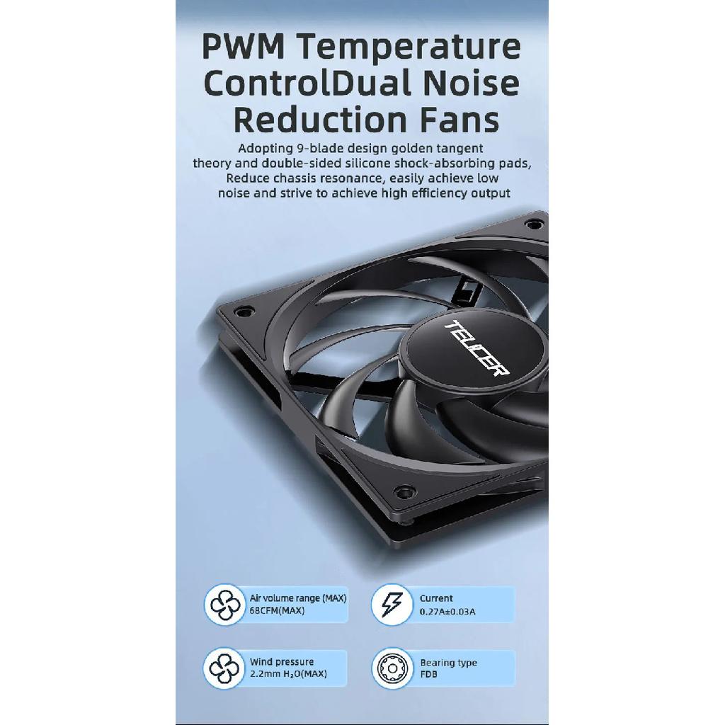 TEUCER UT-12015 12cm Thin Fan PWM 4PIN 800-2400RPM Computer Case Cooling Fan120mm 15mm Ultrathin PC Chassis Fan