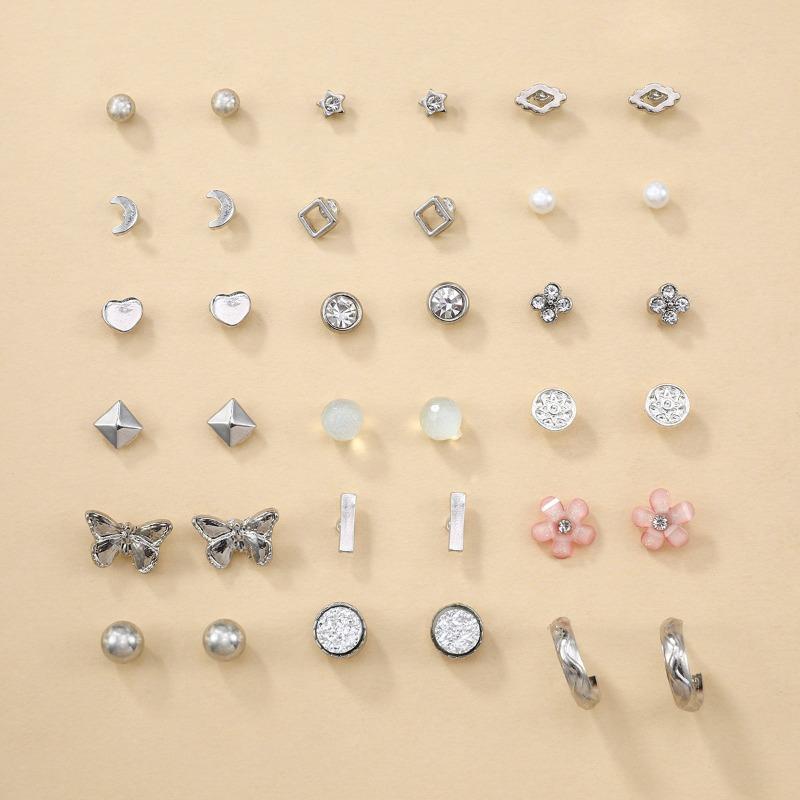 

Набор серег Жемчужные серьги-гвоздики из кости Серьги из сплава Женские серьги-гвоздики с бабочками, цветами и цирконом