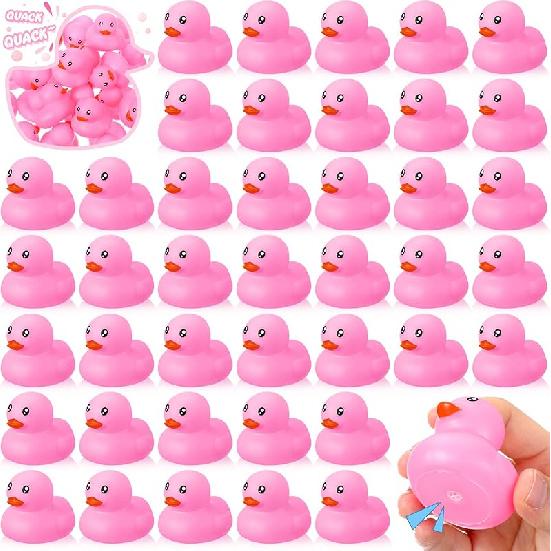 Hungdao 48 Pcs 2 Inch Mini Rubber Ducks for Kids Children Party Favors Bulk Bath Ducks Summer Pool Floating Toys Rubber Duckies Birthday Gifts for