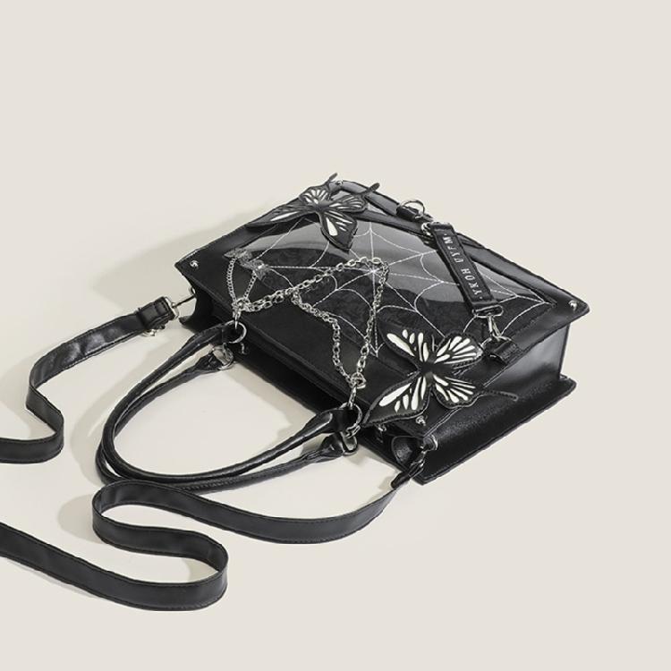 Punk Style Messenger Bags Halloween Gothic Butterfly Spiders Net Tote Bag
