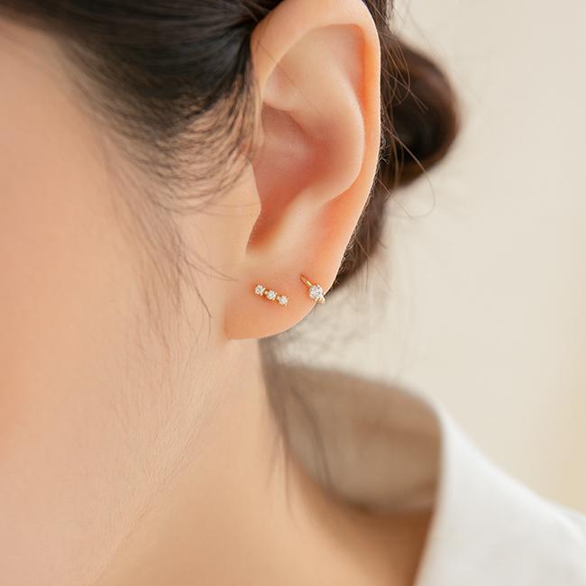 Lunne 14K Triple Q Bar Piercing (14K Gold) (Bar Thickness 1Mm) #Pib13