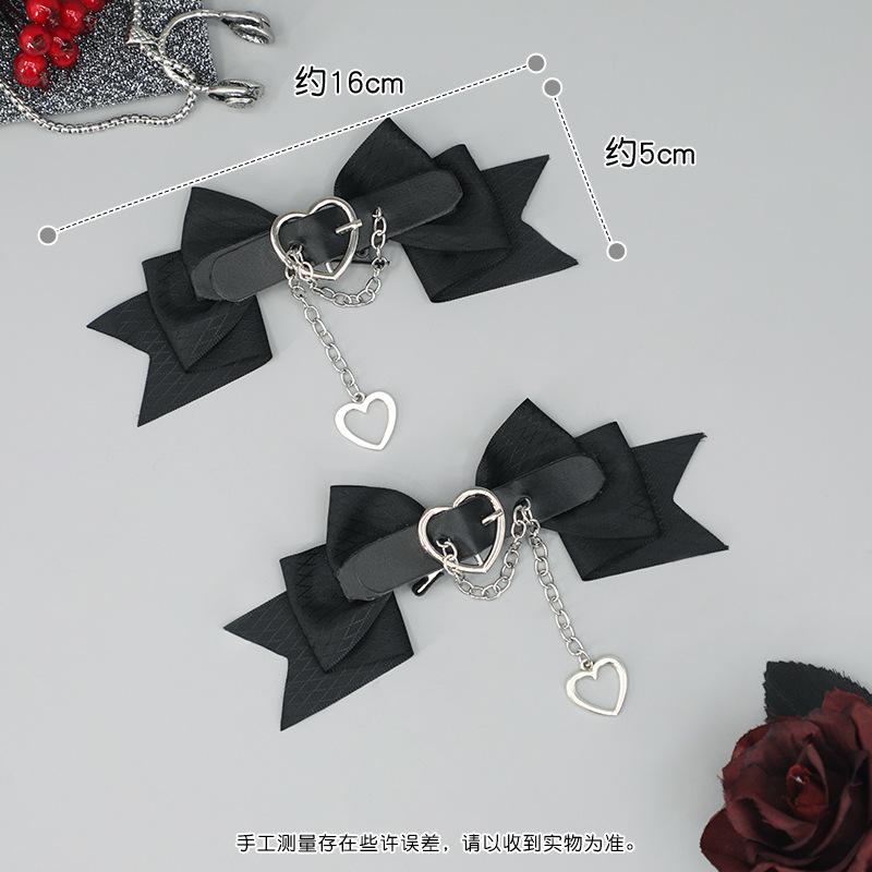 Lolita Headgear Spicy Girl Cool Punk Style Handmade Bow Hairpin Jk Black Sweet Love Lolita Hair Accessories Kawaii Accessories